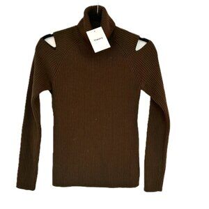 😊Theory Jemliss Cutout Turtleneck Sweater Wool Blend Olive Green Wm Sz M